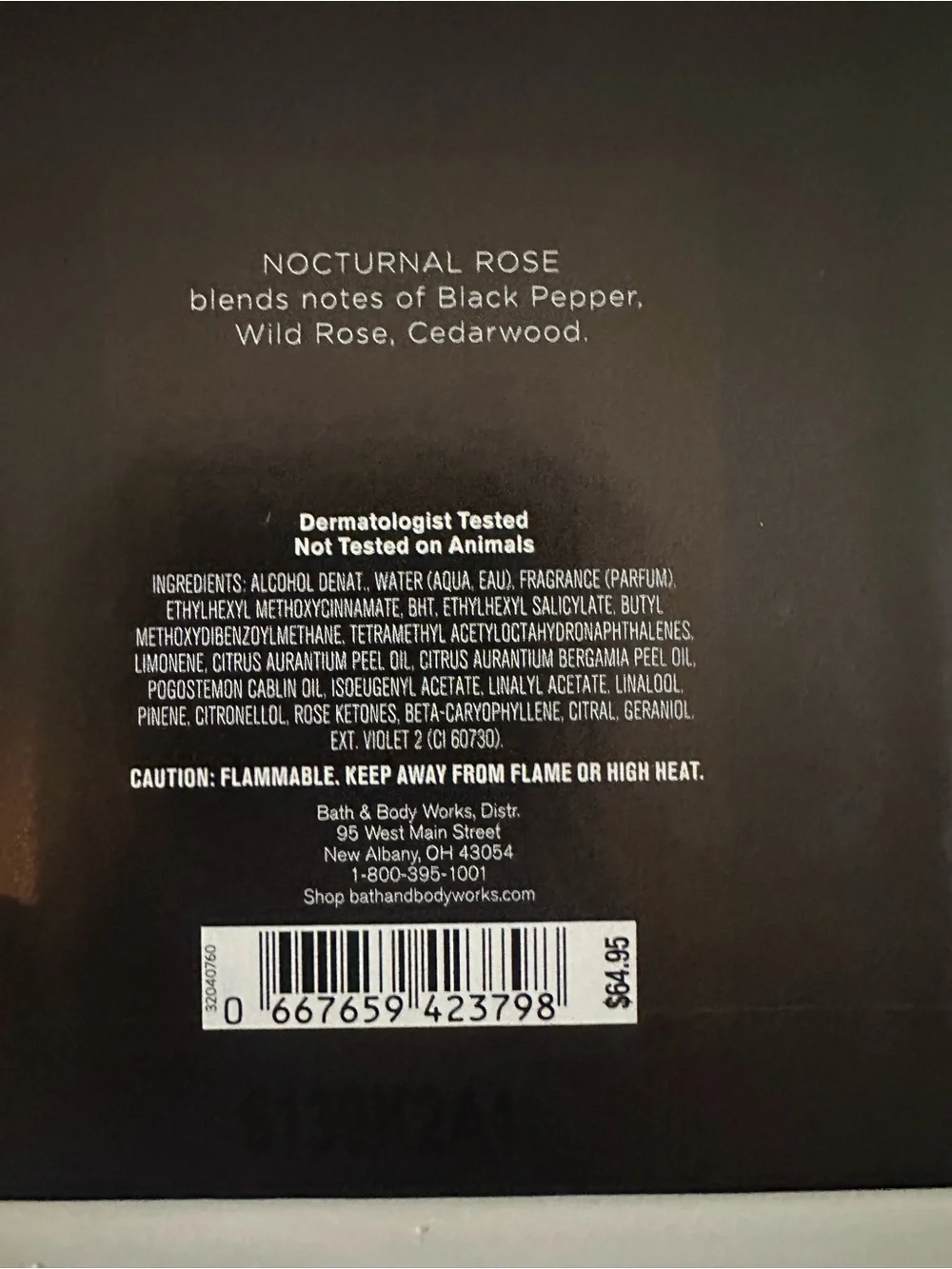 Bath & Body Works Nocturnal Rose Cologne - Dark Rose and Black